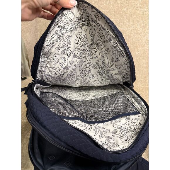 Vera Bradley Womens Quilted Monogrammed Travel Backpack & Tote Bag Set Navy Blue main image 7